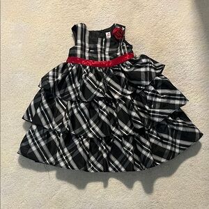 Cherokee Black and White Plaid Formal Kids Dress